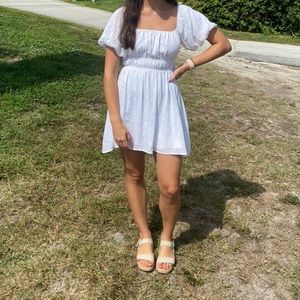 White Puffsleeve Dress - Tangled Rose Boutique - size Small
